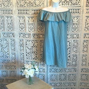 Express Off shoulder denim dress.